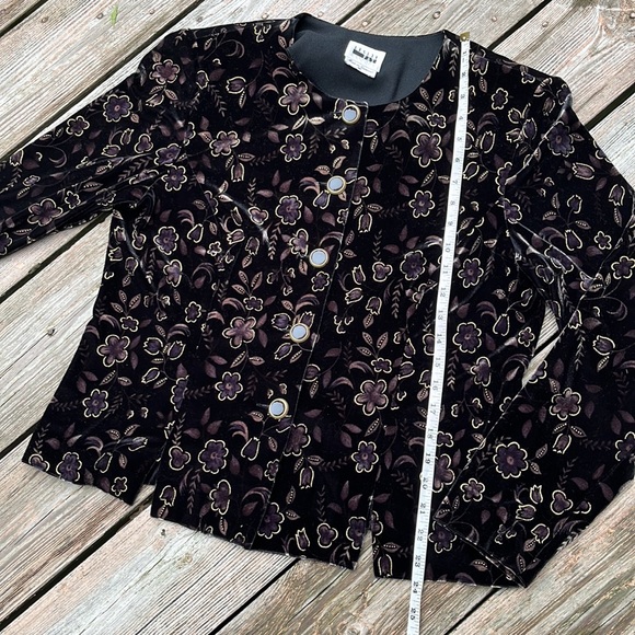 Leslie Fay black velvet jacket 14P - Picture 9 of 9